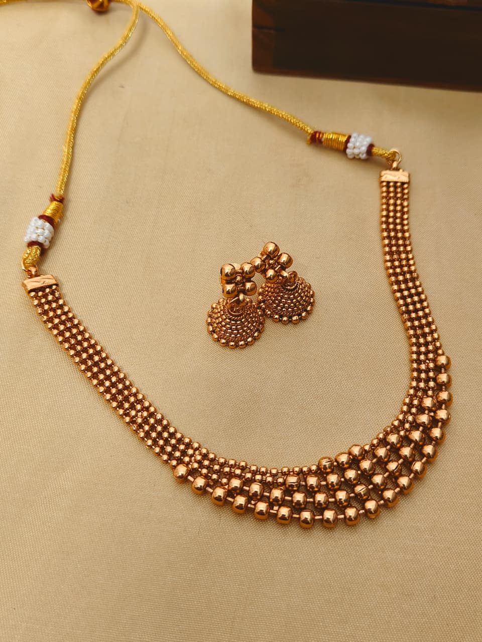 Beautiful Premium Quality Gold Plated  Matt Necklace With Beautiful Jhumkie….